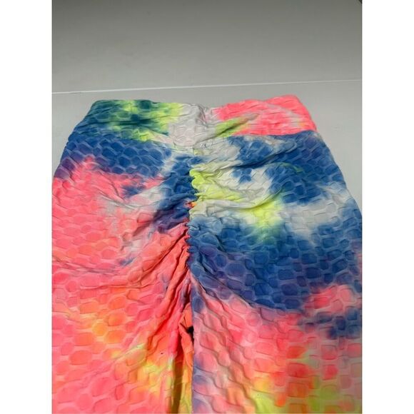 Aded Rose Womens Tie-dye Bubble Texture Ruched Seam Leggings Size M Butt Scrunch - Picture 10 of 13